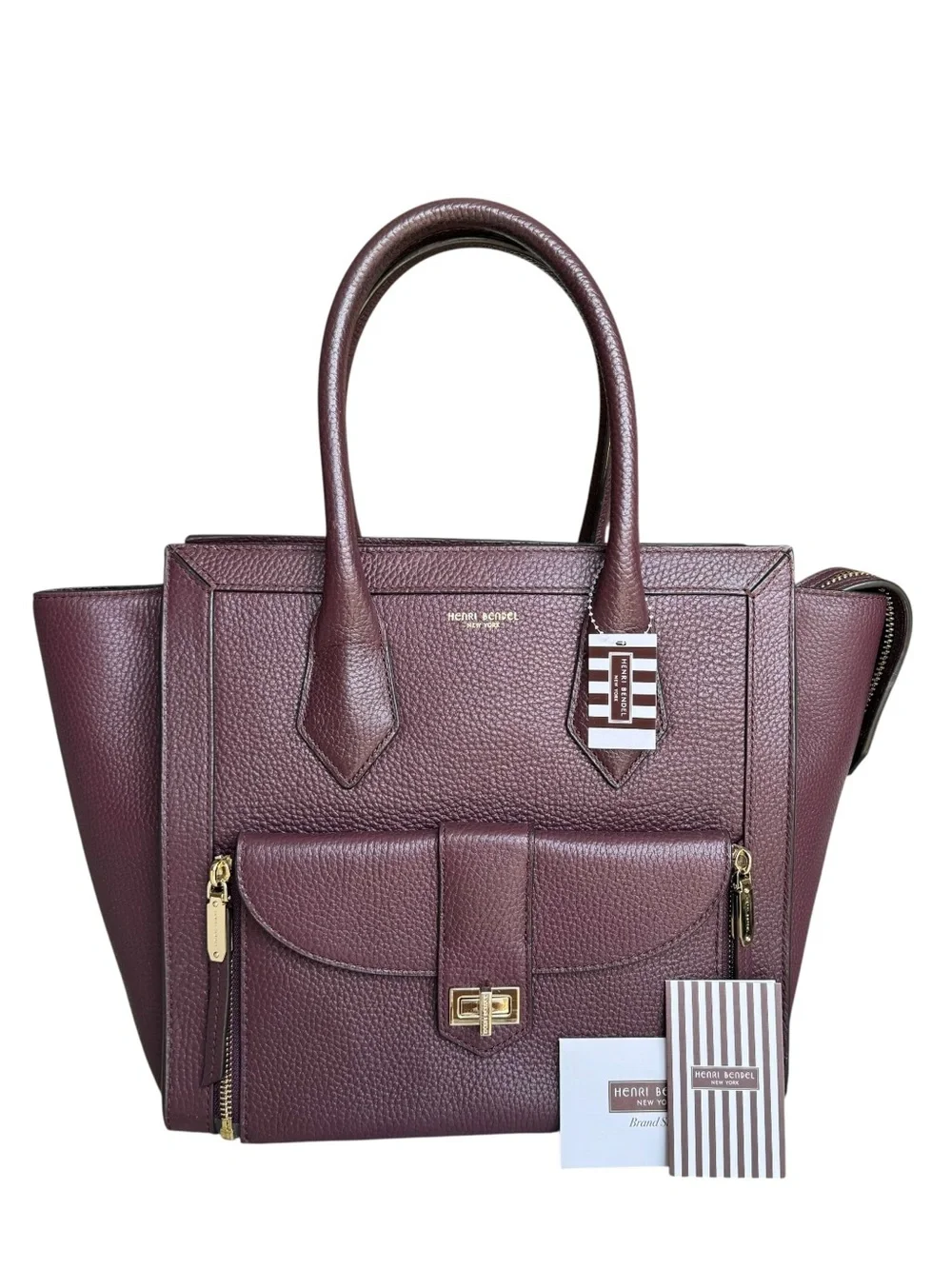 🆕 Henri Bendel Rivington Tote Bag Burgundy Satchel